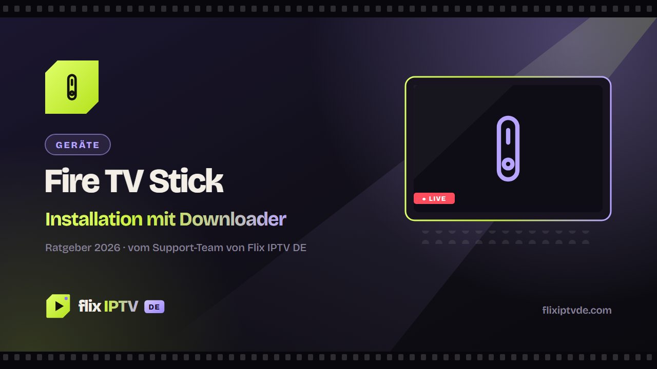 Fire TV Stick mit Downloader-App und Fernbedienung